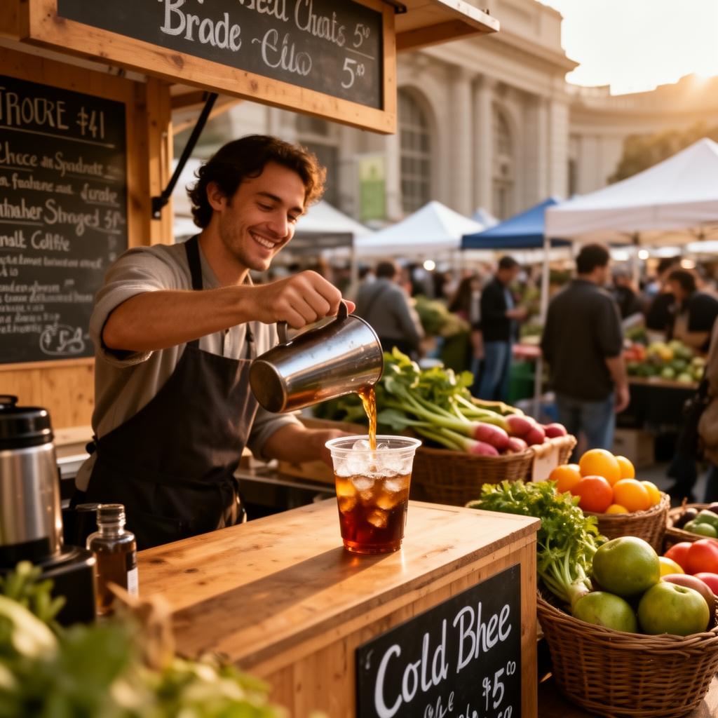 Cold brew taste test at the farmers market
